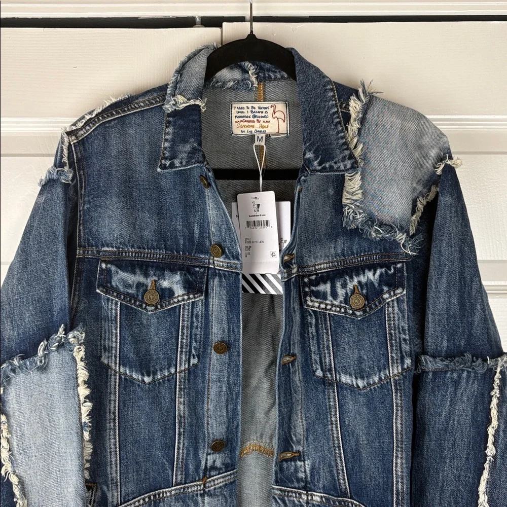 Sandrine Rose x Free People Woman's Sz M Patchwork Vintage Style Jean Jacket NWT - Picture 3 of 10